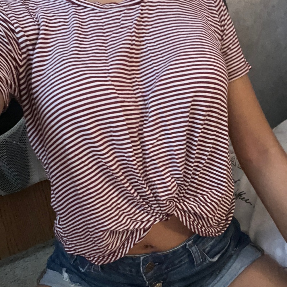 Maroon and white crop top